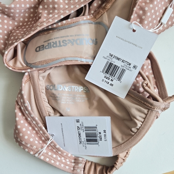 New Solid & Striped Sydney Baby Polkadot Taupe Bikini Top/Bottom Set NWT Medium - Picture 11 of 11